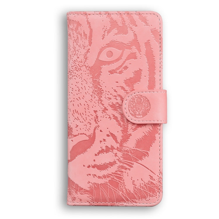 For Motorola Edge 2024 Tiger Embossing Pattern Leather Phone Case(Pink)