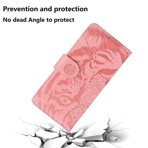 For Motorola Edge 2024 Tiger Embossing Pattern Leather Phone Case(Pink)