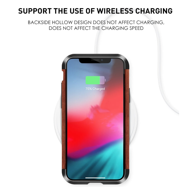 For iPhone 11 R-JUST Metal + Wood Frame Protective Case