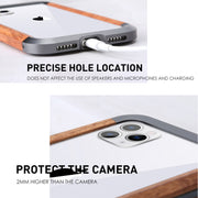 For iPhone 11 R-JUST Metal + Wood Frame Protective Case