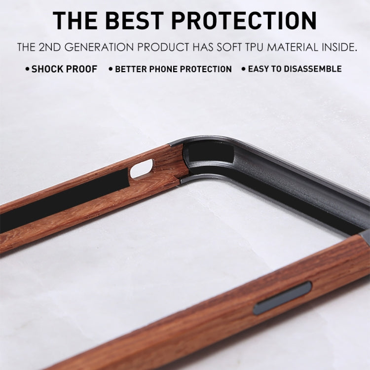 For iPhone XS Max R-JUST Metal + Wood Frame Protective Case
