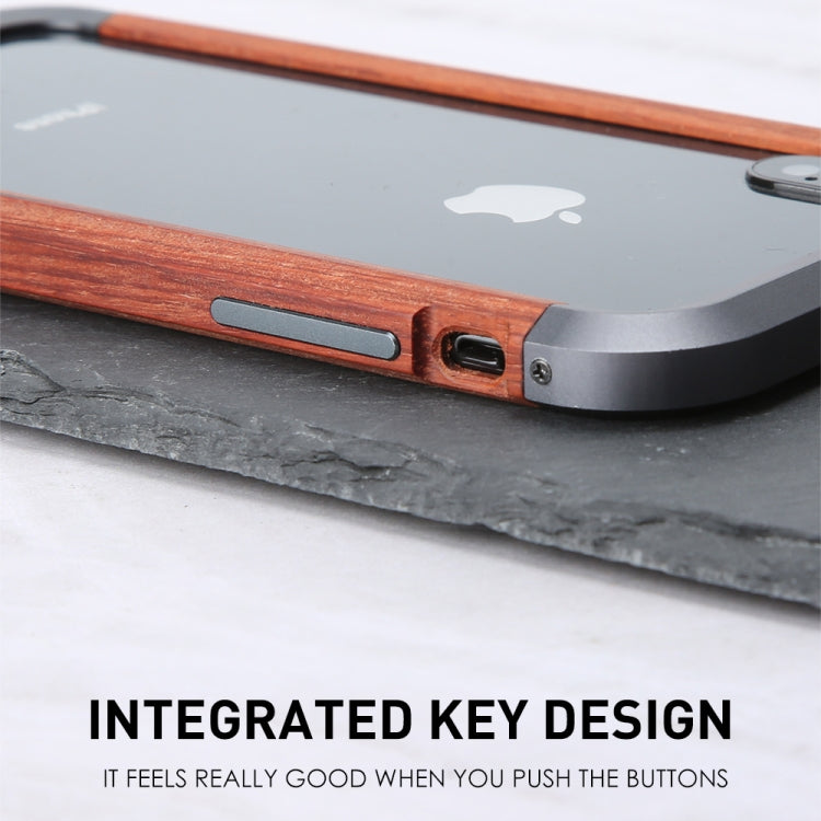 For iPhone XS Max R-JUST Metal + Wood Frame Protective Case