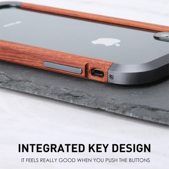 For iPhone XS Max R-JUST Metal + Wood Frame Protective Case