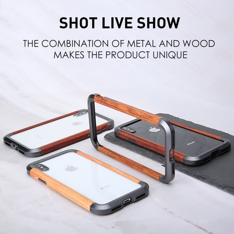 For iPhone XS Max R-JUST Metal + Wood Frame Protective Case