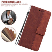 For iPhone 16e Geometric Embossed Leather Phone Case(Brown)