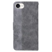 For iPhone 16e Geometric Embossed Leather Phone Case(Grey)