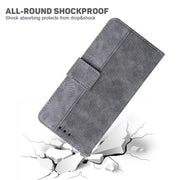 For iPhone 16e Geometric Embossed Leather Phone Case(Grey)