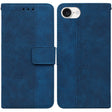 For iPhone 16e Geometric Embossed Leather Phone Case(Blue) - iPhone 16e Cases by PMC TechLife | Online Shopping South Africa | PMC TechLife | Buy Now Pay Later Mobicred