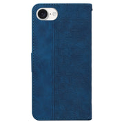 For iPhone 16e Geometric Embossed Leather Phone Case(Blue)
