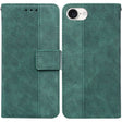 For iPhone 16e Geometric Embossed Leather Phone Case(Green) - iPhone 16e Cases by PMC TechLife | Online Shopping South Africa | PMC TechLife | Buy Now Pay Later Mobicred