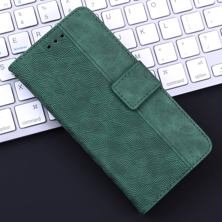 For iPhone 16e Geometric Embossed Leather Phone Case(Green)