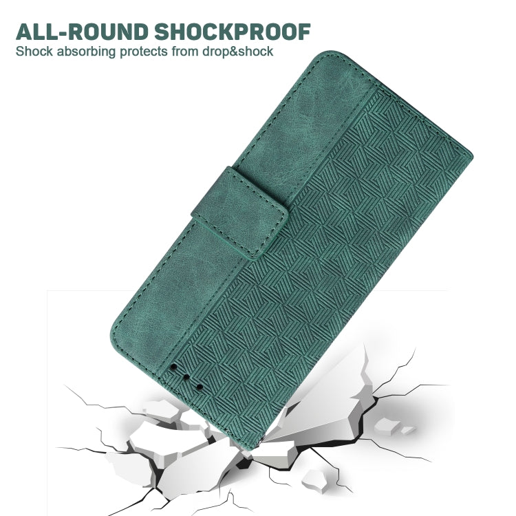 For iPhone 16e Geometric Embossed Leather Phone Case(Green)