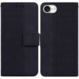 For iPhone 16e Geometric Embossed Leather Phone Case(Black) - iPhone 16e Cases by PMC TechLife | Online Shopping South Africa | PMC TechLife | Buy Now Pay Later Mobicred