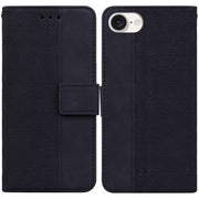 For iPhone 16e Geometric Embossed Leather Phone Case(Black)