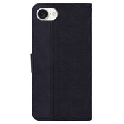 For iPhone 16e Geometric Embossed Leather Phone Case(Black)