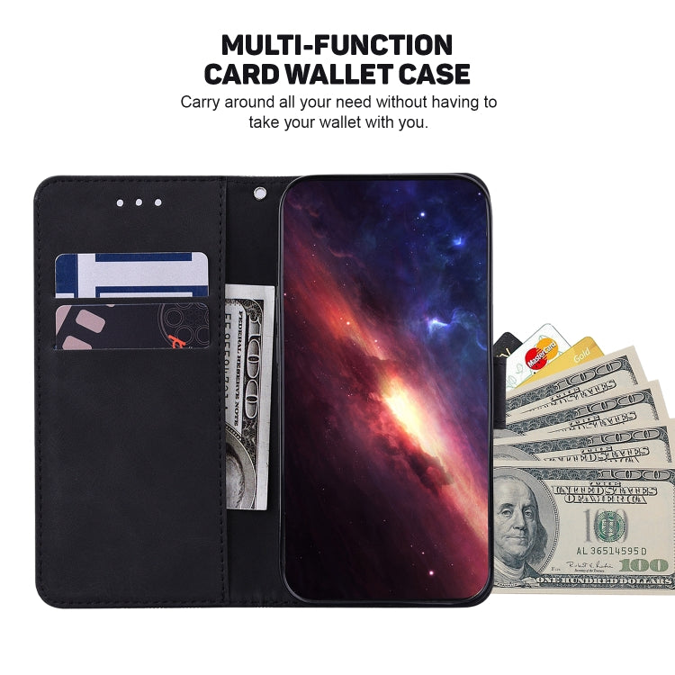 For iPhone 16e Geometric Embossed Leather Phone Case(Black)