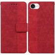 For iPhone 16e Geometric Embossed Leather Phone Case(Red) - iPhone 16e Cases by PMC TechLife | Online Shopping South Africa | PMC TechLife | Buy Now Pay Later Mobicred