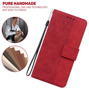 For iPhone 16e Geometric Embossed Leather Phone Case(Red)