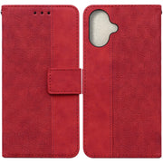For iPhone 16 Geometric Embossed Leather Phone Case(Red)