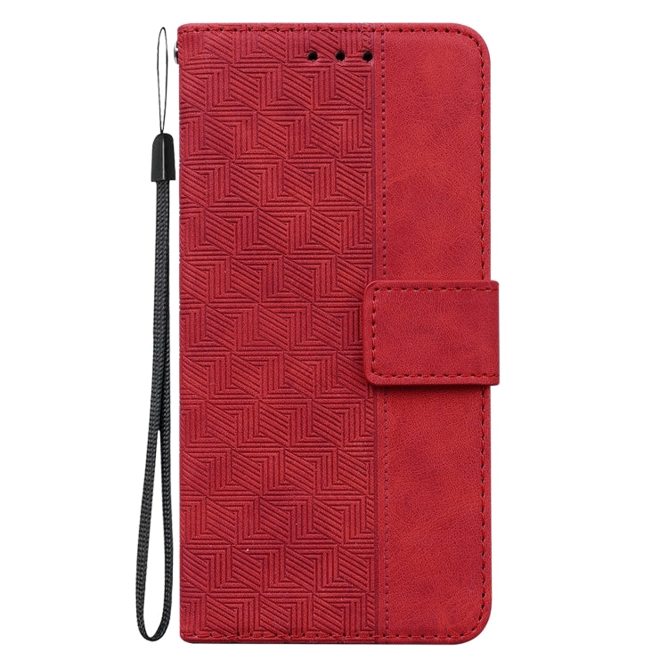 For iPhone 16 Geometric Embossed Leather Phone Case(Red)