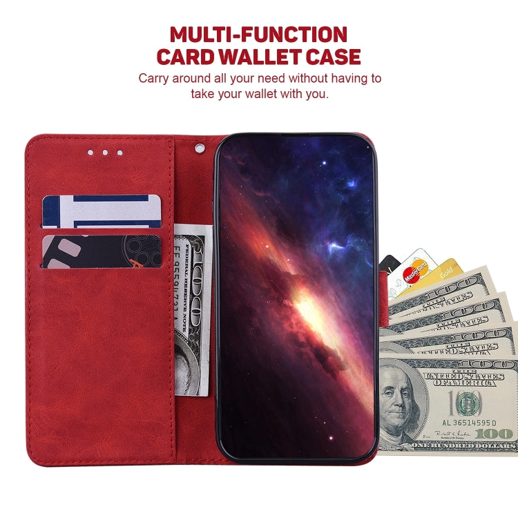 For iPhone 16 Geometric Embossed Leather Phone Case(Red)