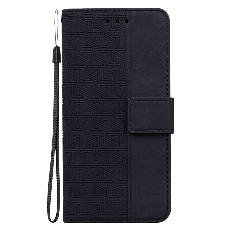 For iPhone 16 Pro Geometric Embossed Leather Phone Case(Black)