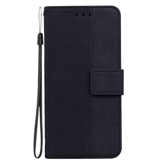 For iPhone 16 Pro Geometric Embossed Leather Phone Case(Black)