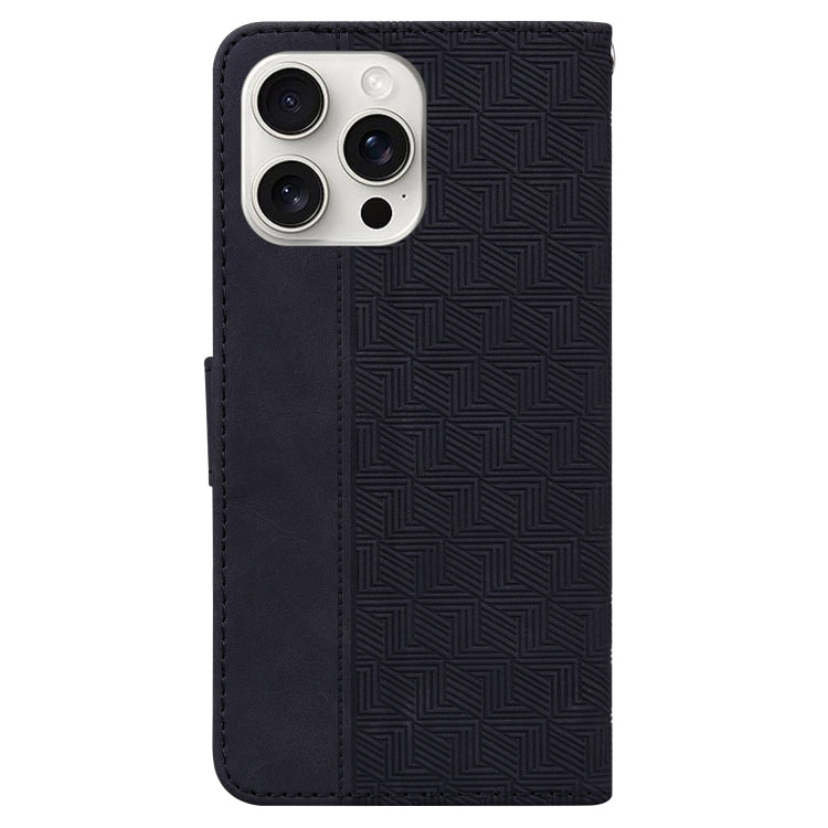 For iPhone 16 Pro Geometric Embossed Leather Phone Case(Black)