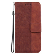 For iPhone 16 Pro Max Geometric Embossed Leather Phone Case(Brown)