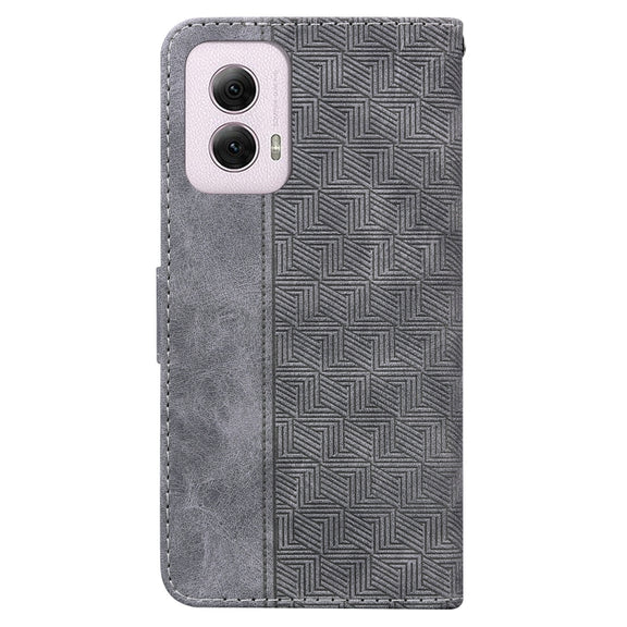 For Motorola Moto G Power 5G 2024 Geometric Embossed Leather Phone Case(Grey)