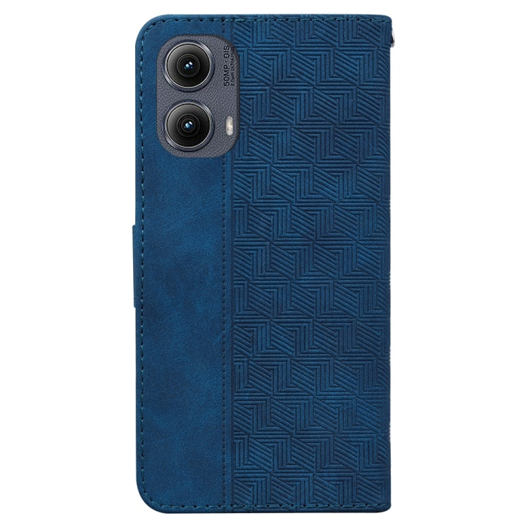 For Motorola Edge 2024 Geometric Embossed Leather Phone Case(Blue)