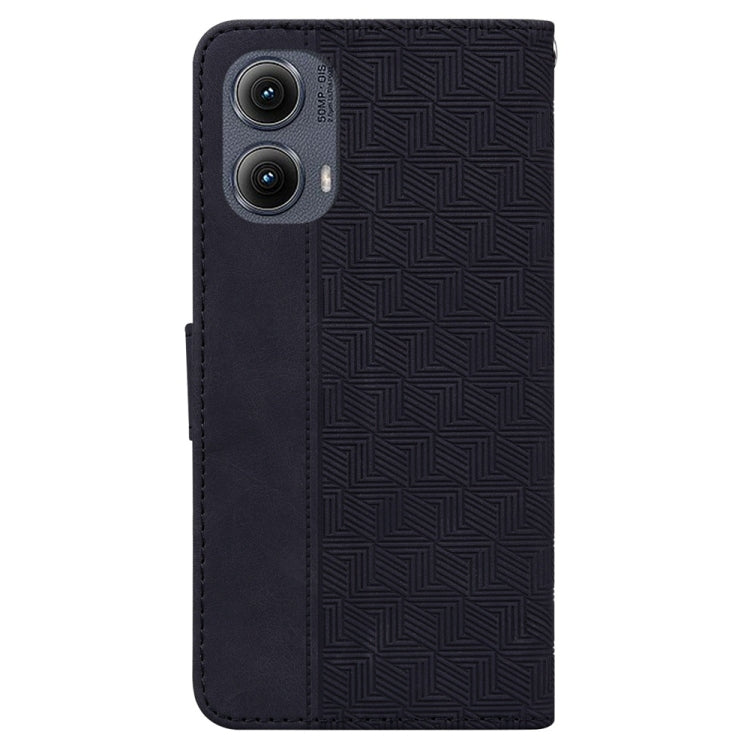 For Motorola Edge 2024 Geometric Embossed Leather Phone Case(Black)