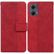 For Motorola Edge 2024 Geometric Embossed Leather Phone Case(Red)