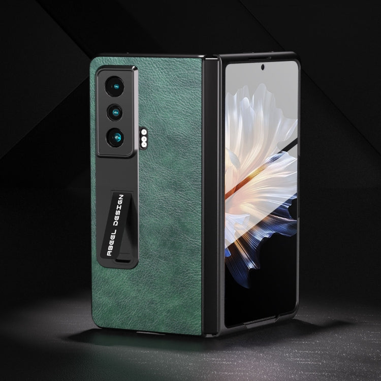 For Honor Magic Vs ABEEL Dual Color Lichi Texture PU Phone Case(Green)