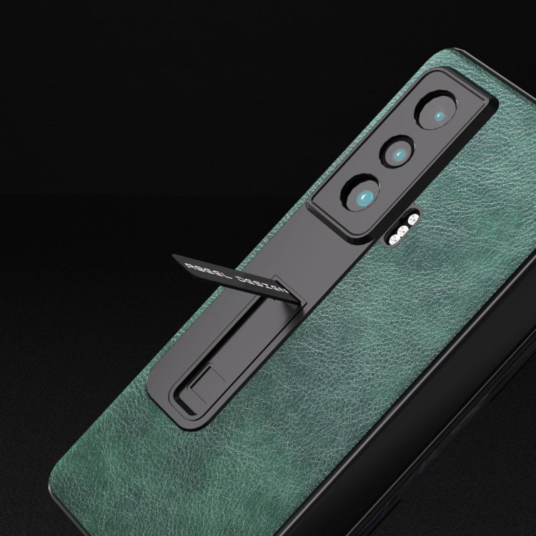 For Honor Magic Vs ABEEL Dual Color Lichi Texture PU Phone Case(Green)