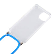 For iPhone 16 Pro Max Four-Corner Shockproof Transparent TPU Case with Lanyard(White Black)