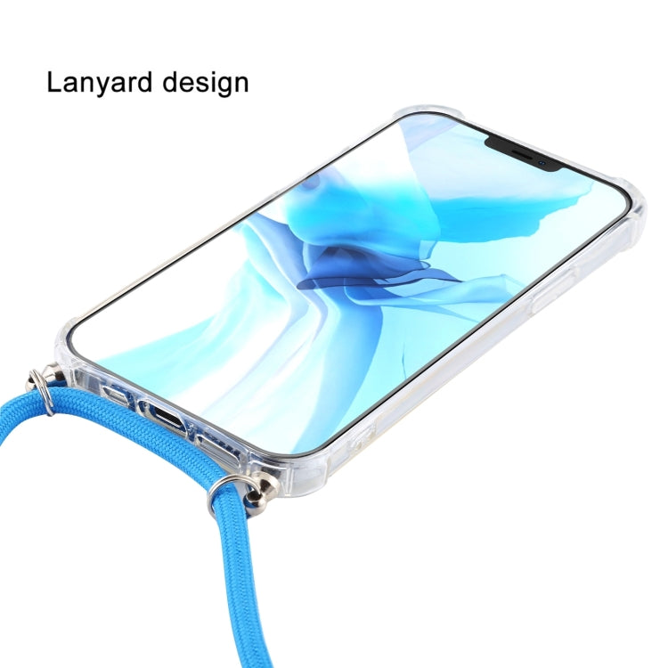 For iPhone 16 Plus Four-Corner Shockproof Transparent TPU Case with Lanyard(Black Gold)