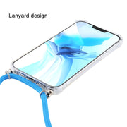 For iPhone 16 Plus Four-Corner Shockproof Transparent TPU Case with Lanyard(Black Gold)