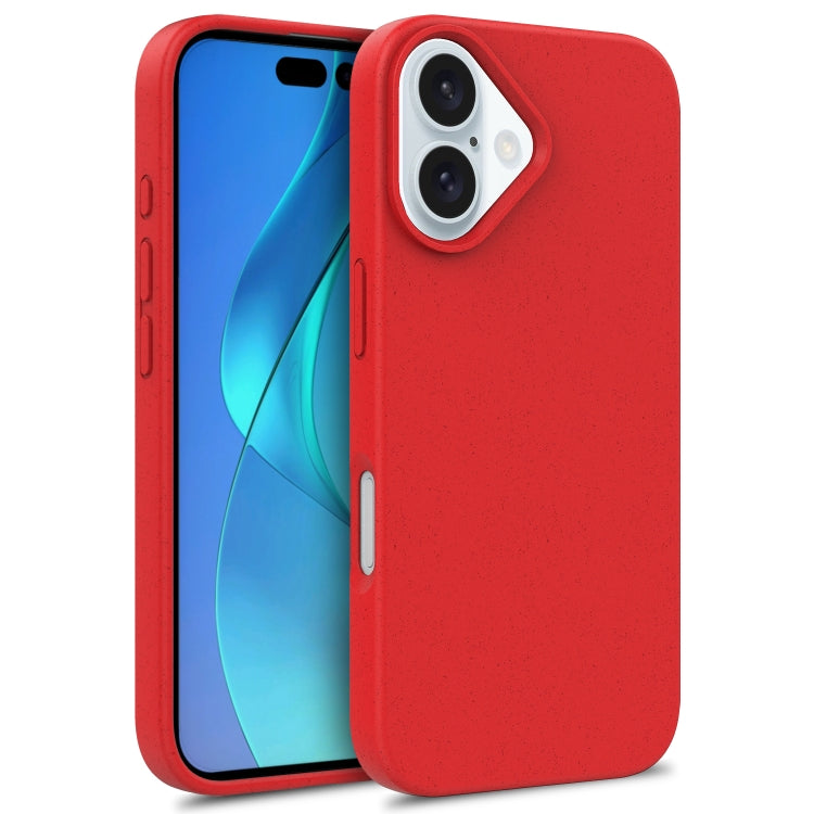 For iPhone 16 Starry Series Shockproof Straw Material + TPU Protective Case(Red)