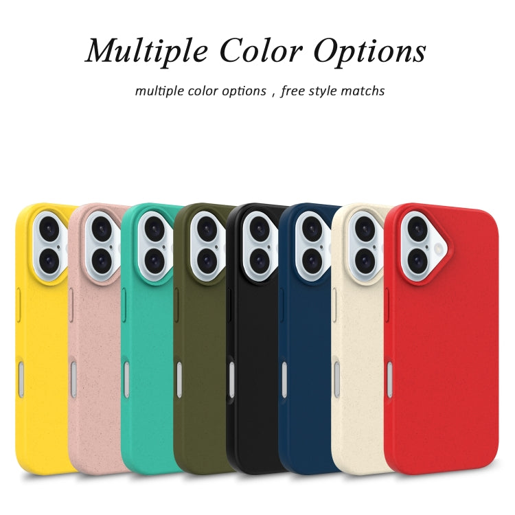 For iPhone 16 Starry Series Shockproof Straw Material + TPU Protective Case(Army Green)