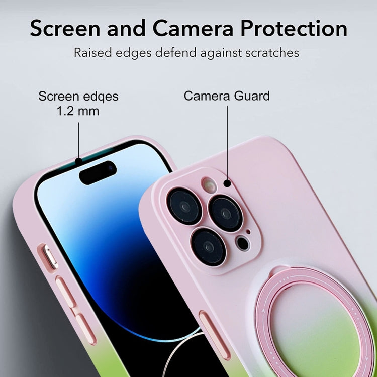 For iPhone 13 Pro Max MagSafe Holder Gradient TPU Phone Case(Pink Red)