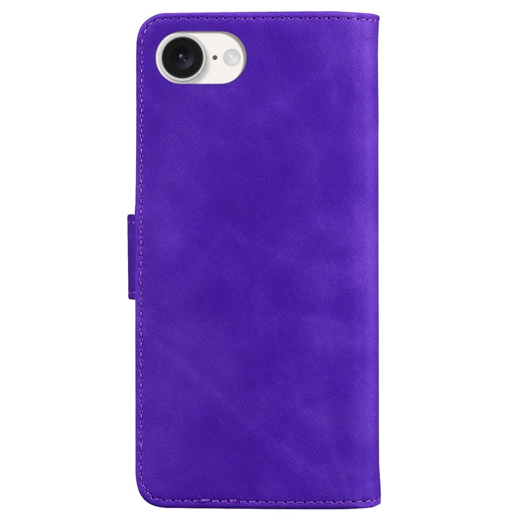 For iPhone 16e Skin Feel Pure Color Flip Leather Phone Case(Purple)