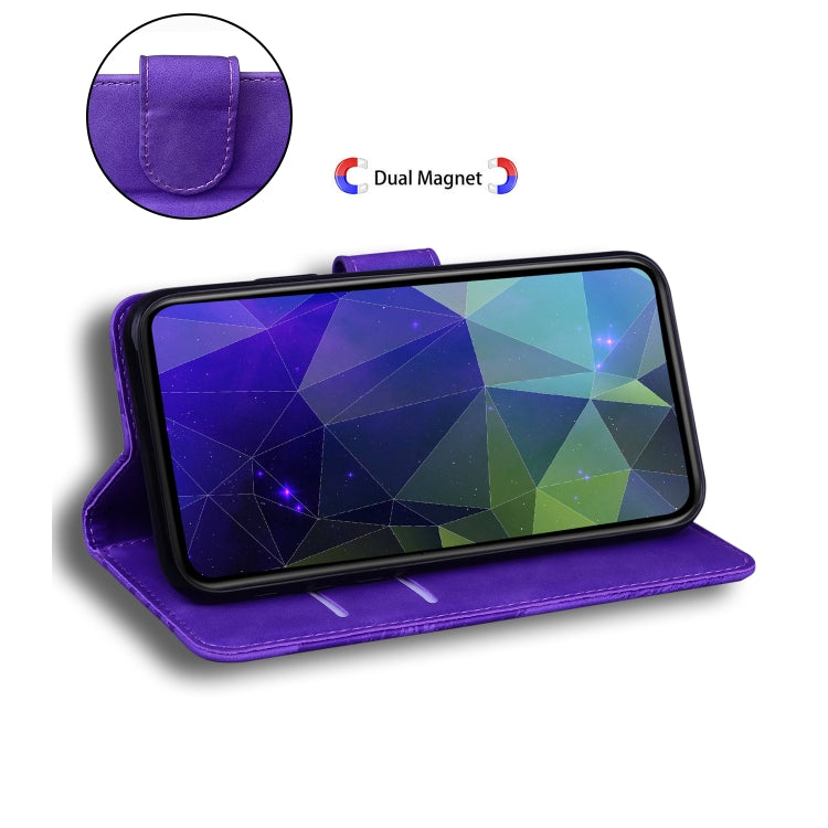 For iPhone 16 Pro Max Skin Feel Pure Color Flip Leather Phone Case(Purple)