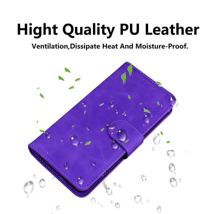 For iPhone 16 Pro Skin Feel Pure Color Flip Leather Phone Case(Purple)