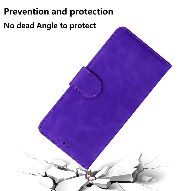 For iPhone 16 Pro Skin Feel Pure Color Flip Leather Phone Case(Purple)