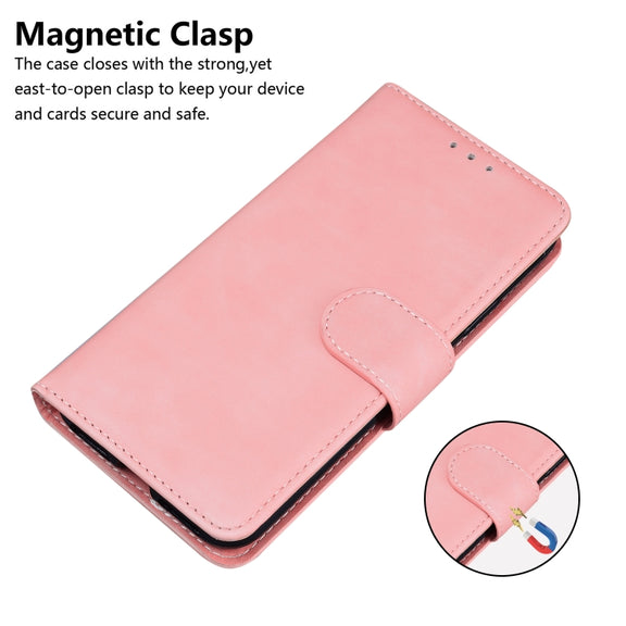 For iPhone 16 Skin Feel Pure Color Flip Leather Phone Case(Pink)
