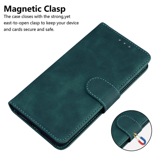 For Motorola Edge 2024 Skin Feel Pure Color Flip Leather Phone Case(Green)