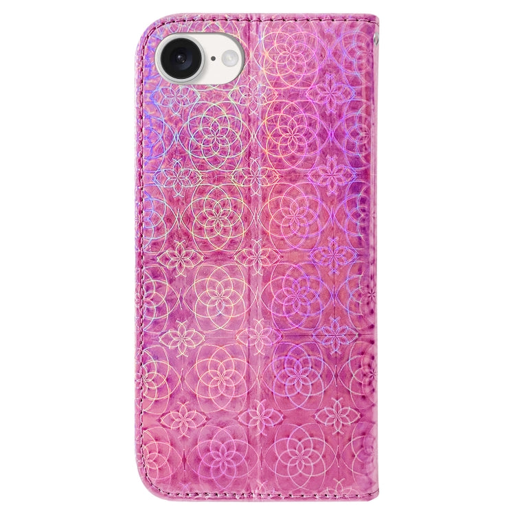 For iPhone 16e Colorful Magnetic Buckle Leather Phone Case(Pink)
