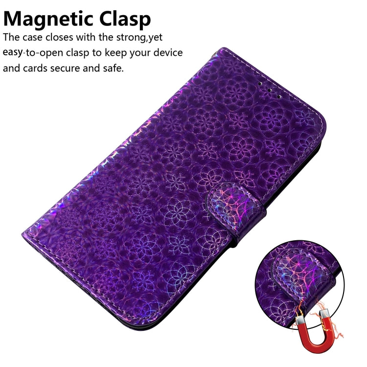 For iPhone 16e Colorful Magnetic Buckle Leather Phone Case(Purple)