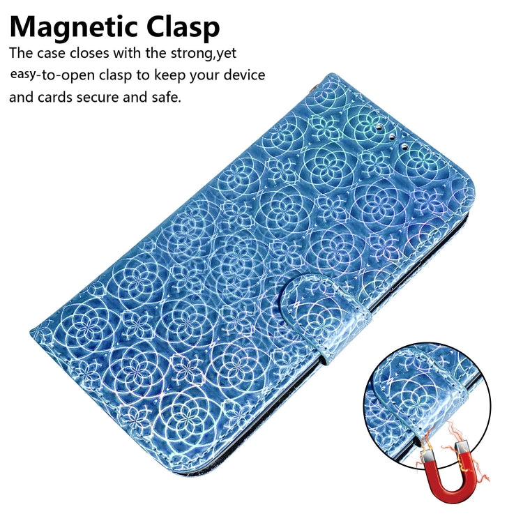For iPhone 16e Colorful Magnetic Buckle Leather Phone Case(Blue)